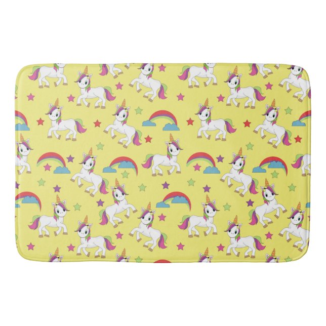 Yellow Magical Unicorn Bath Mat (Front)