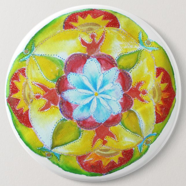 Yellow Mandala Art 6 Cm Round Badge (Front)