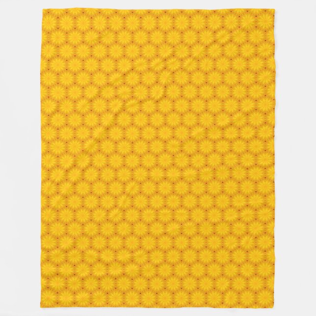 Yellow Mandala Boho Fleece Blanket (Front)