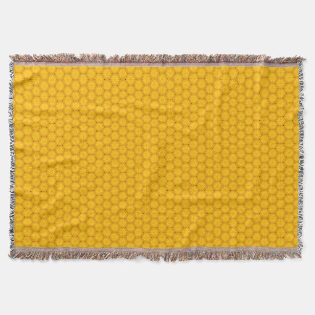 Yellow Mandala Boho Throw Blanket (Front)