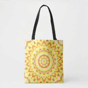 Yellow Mandala Bright Boho Shopping Vibrant Happy Tote Bag