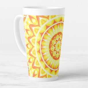 Yellow Mandala Bright Sunshine Boho Pattern Happy Latte Mug