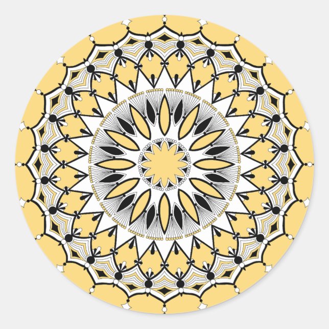 Yellow Mandala (Design 1) Stickers (Front)