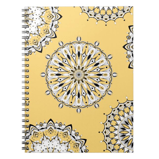 Yellow Mandalas 2 Spiral Notebook (Front)