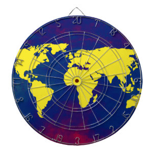 yellow map of the world dartboard