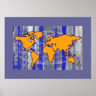 yellow mapa-mundi print decor wall