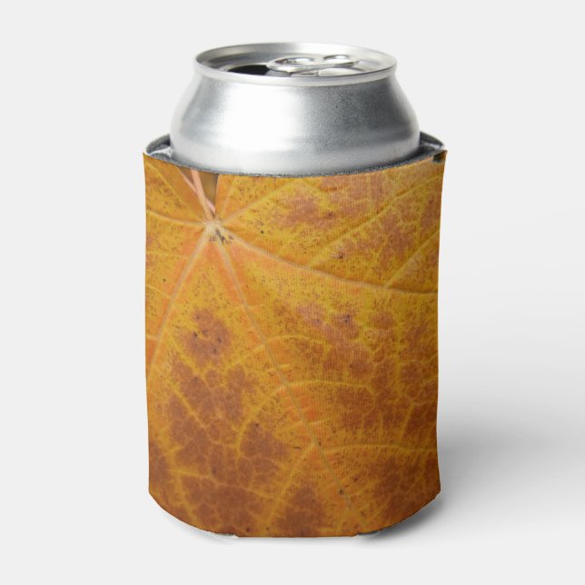 Yellow Maple Leaf Autumn Abstract Nature Can Cooler (Can Front)