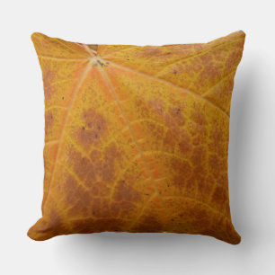 Yellow Maple Leaf Autumn Abstract Nature Cushion