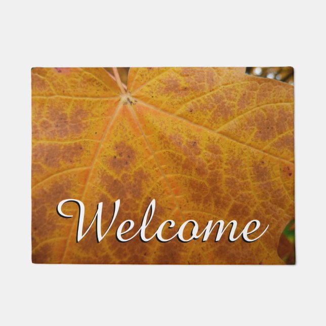 Yellow Maple Leaf Autumn Abstract Nature Doormat (Front)