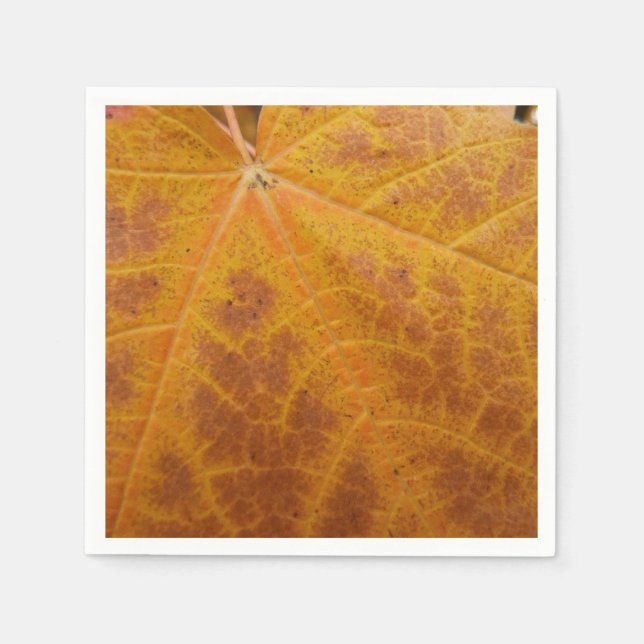 Yellow Maple Leaf Autumn Abstract Nature Napkin (Front)
