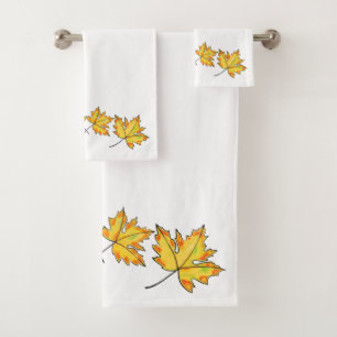 Yellow Maple Leaf Bath Towel Set