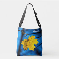 Yellow Maple Leaf On Blue