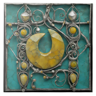 Yellow Marble Metal Art Sculptured  Tile