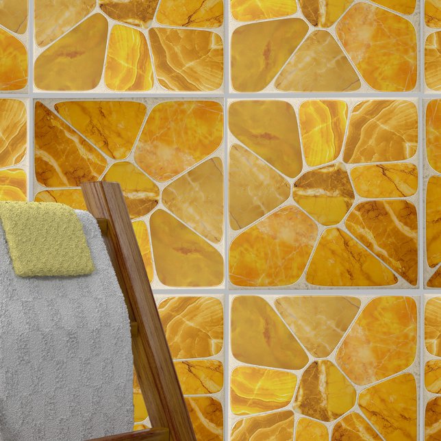 Yellow Marble Mosaic Flower abstract art Tile (Creator Uploaded)