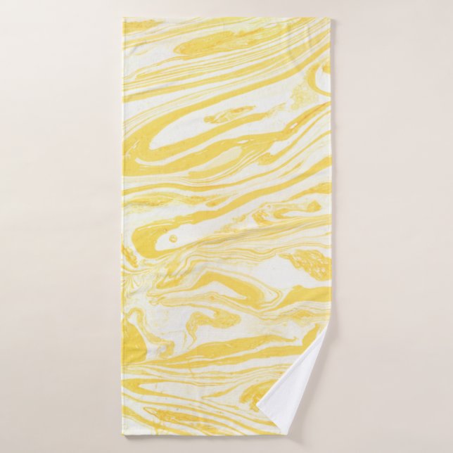Yellow marble texture. Hand drawn Bath Towel (Bath Towel)