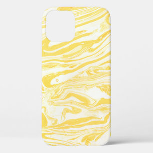Yellow marble texture. Hand drawn iPhone 12 Case