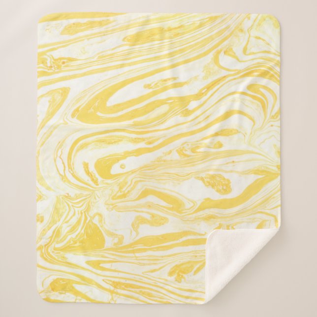Yellow marble texture. Hand drawn Sherpa Blanket (Front)