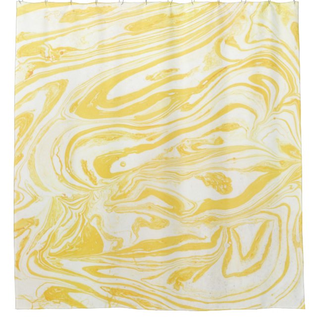 Yellow marble texture. Hand drawn Shower Curtain (Front)