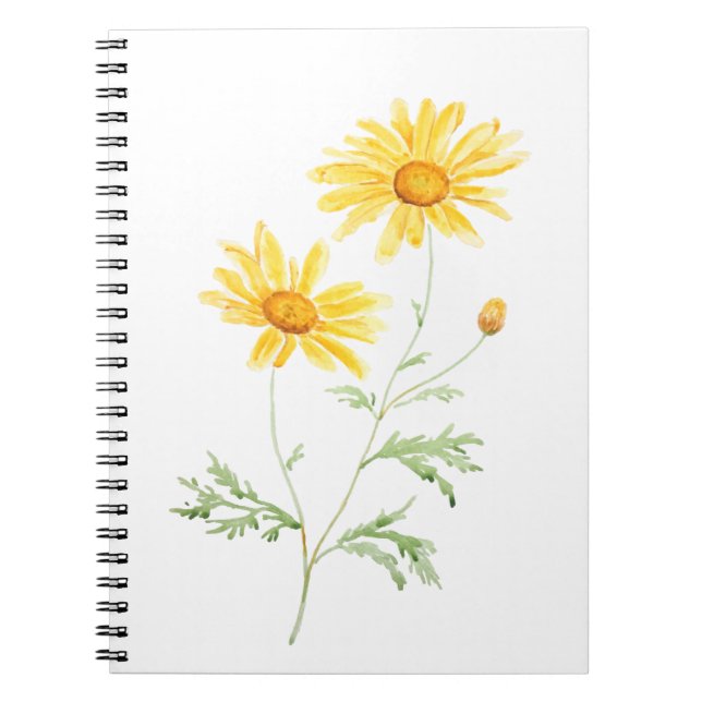 Yellow Margaret daisy watercolor Notebook (Front)