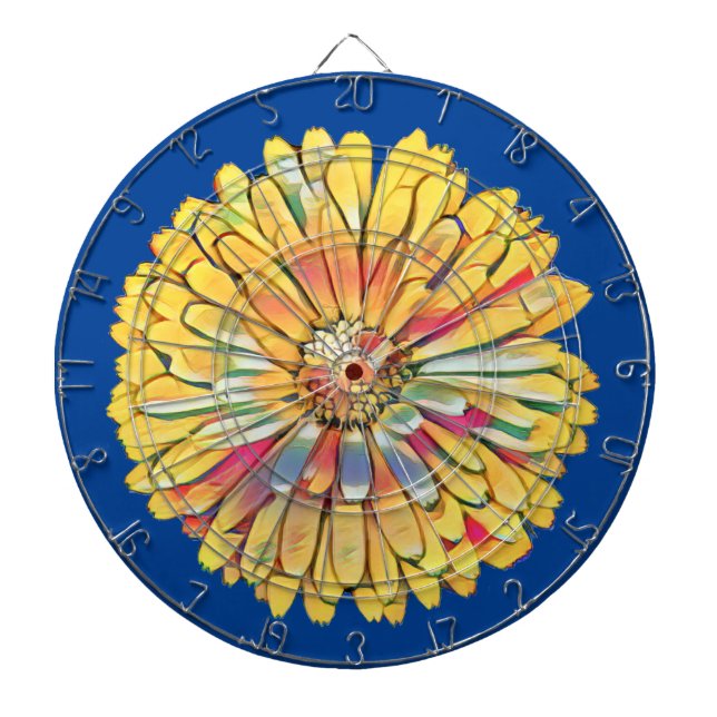 Yellow Marigold Flower Dartboard (Front)