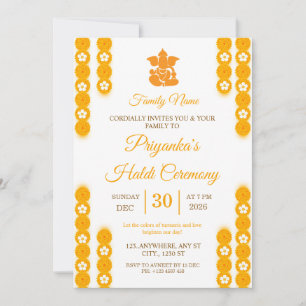 Yellow Marigold Haldi Ceremony Invitation