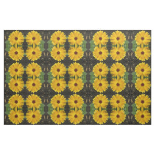 Yellow Marigold Macro Floral Patterned Fabric