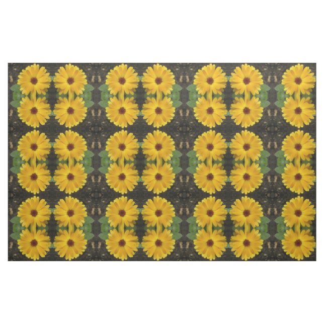Yellow Marigold Macro Floral Patterned Fabric (Fat Quarter)