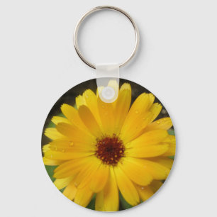 Yellow Marigold Macro Keychain