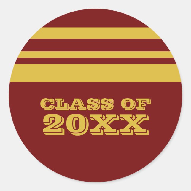 Yellow/Maroon Bold Stripes Graduation Stickers (Front)