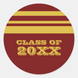 Yellow/Maroon Bold Stripes Graduation Stickers