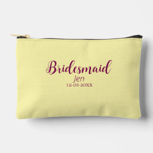 Yellow maroon bridesmaid name date stylish bride t accessory pouch