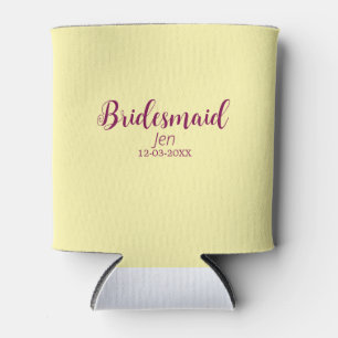 Yellow maroon bridesmaid name date stylish bride t can cooler