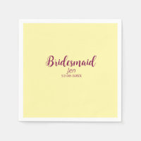 Yellow maroon bridesmaid name date stylish bride t