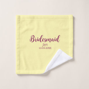 Yellow maroon bridesmaid name date stylish bride t wash cloth