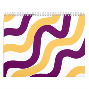 Yellow marron red curvy lines wavy pattern design  calendar