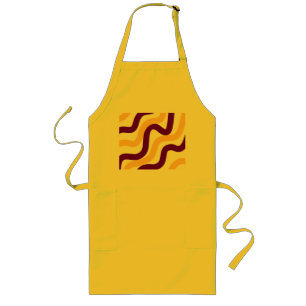 Yellow marron red curvy lines wavy pattern design long apron