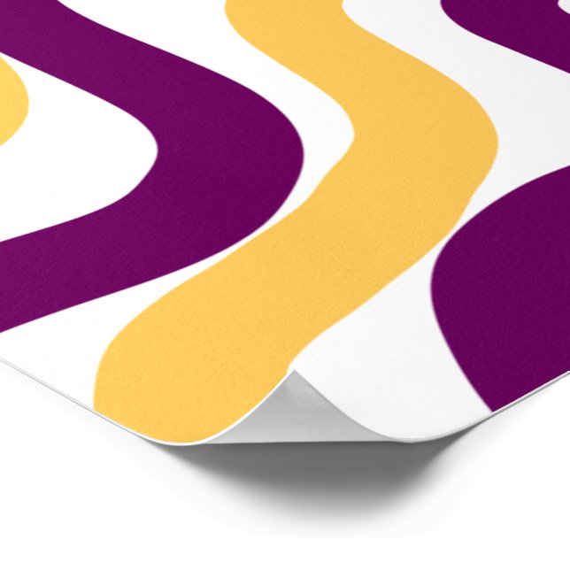 Yellow marron red curvy lines wavy pattern design  poster (Corner)