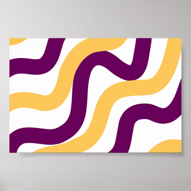 Yellow marron red curvy lines wavy pattern design  poster (Front)