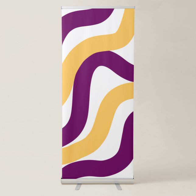 Yellow marron red curvy lines wavy pattern design  retractable banner (Front)