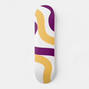 Yellow marron red curvy lines wavy pattern design skateboard
