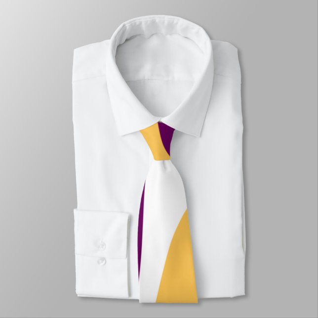 Yellow marron red curvy lines wavy pattern design  tie (Tied)