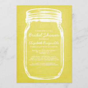 Yellow Mason Jar Bridal Shower Invitations