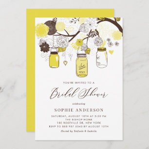 Yellow Mason Jars Bridal Shower Invitation