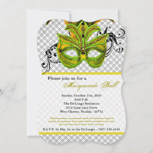 Yellow Masquerade Ball Mask Costume Halloween Part Invitation