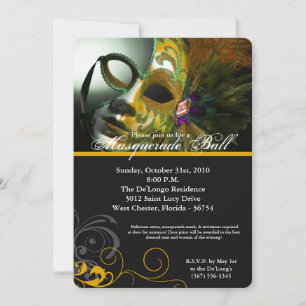 Yellow Masquerade Ball Mask Costume Halloween Part Invitation