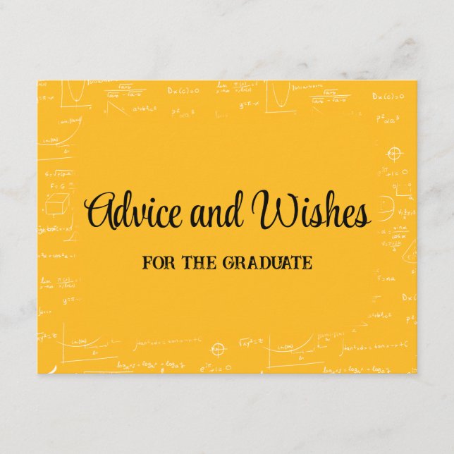 Yellow Math Graduation Party Advice for Graduate Enclosure Card (Front)