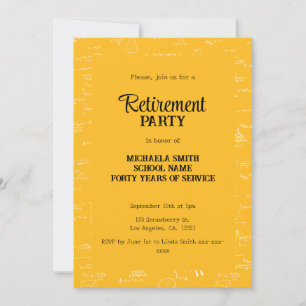 Yellow Math Teacher Retirement Party Invitation