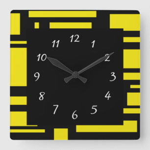 Yellow Maze Square Wall Clock