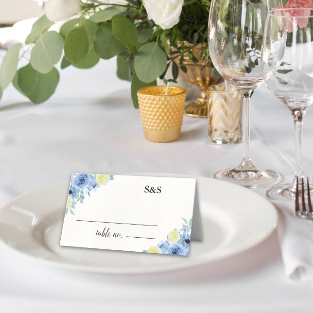 Yellow Mediterranean Lemon Wedding Place Card (Creator Uploaded)