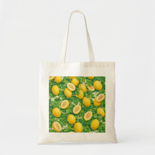 Yellow Melon Slices Botanical Pattern Tote Bag